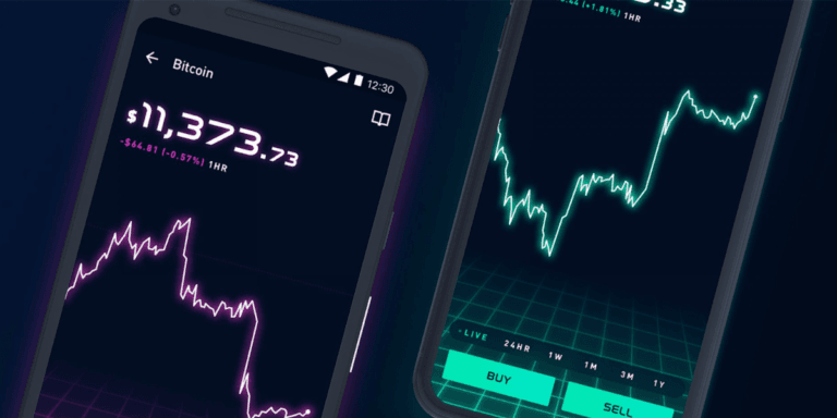 Robinhood app interface displaying cryptocurrency trading options