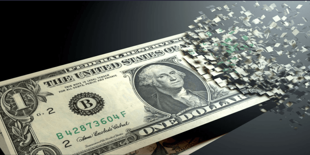 Federal Reserve digital currency concept with blockchain background