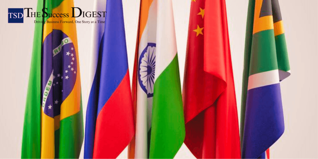 A world map highlighting BRICS+ member countries