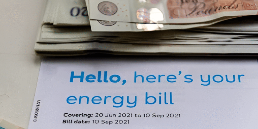 UK energy bill from British Gas showing electricity and gas usage, total charges, and billing period, with a reminder to submit meter readings before July 1, 2025, to avoid overpaying under the new energy price cap.