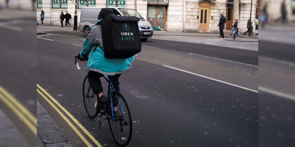 Uber eats delivery guy on a cycle